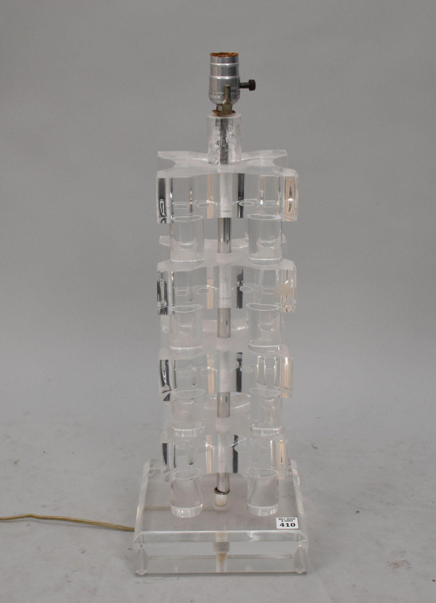 Lucite Modern Lamp, 23"h (interior sphere under socket has damage): Lucite Modern Lamp, 23"h (interior sphere under socket has damage)