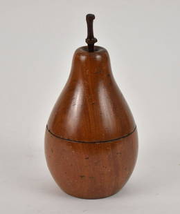 Late 18th/Early 19th c. Treenware "Pear" Tea Caddy, 7 1/4"h: Late 18th/Early 19th c. Treenware "Pear" Tea Caddy, 7 1/4"h