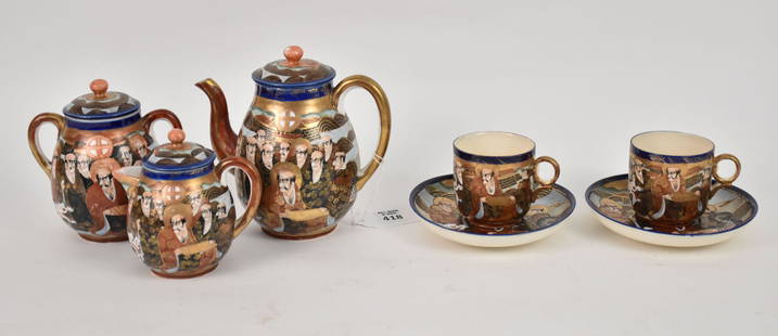 7pc. Japanese Satsuma Tea Set: 7pc. Japanese Satsuma Tea Set