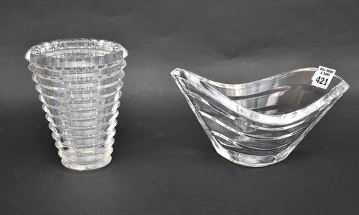 Baccarat Crystal Vase, (6"h x 4 1/2"w) and Bowl (4 1/2"h x 8 1/2"w): Baccarat Crystal Vase, (6"h x 4 1/2"w) and Bowl (4 1/2"h x 8 1/2"w)