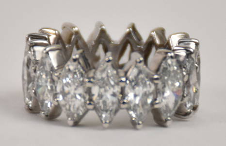 Platinum Eternity Diamond Band Marquise Diamonds. 9.5 tcw size 5 SI I-II I-J weight 10.5 grams