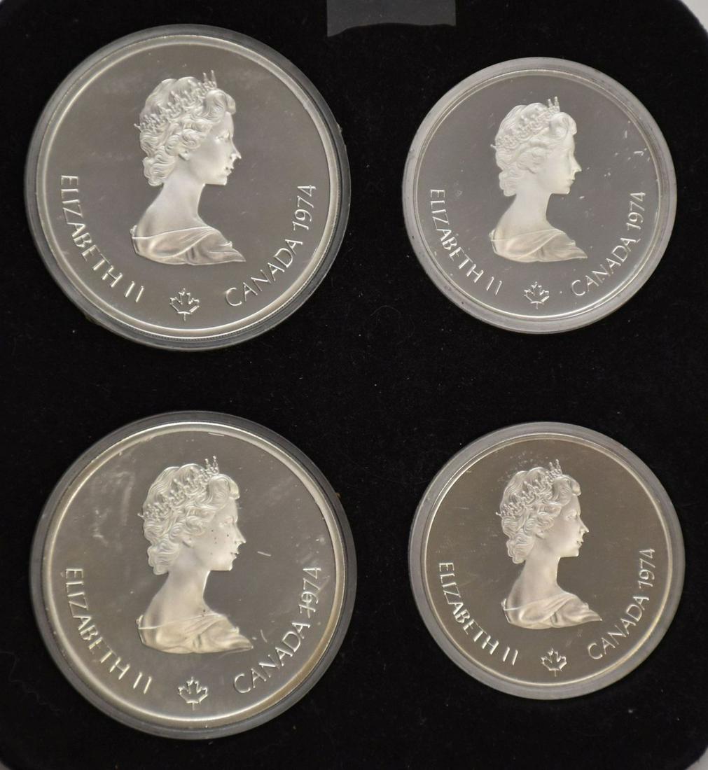 Set of 4 RCM Canada $5 & $10 Sterling Silver Coins 1976 Olympics - A set of four sterling silver (1 of 6)