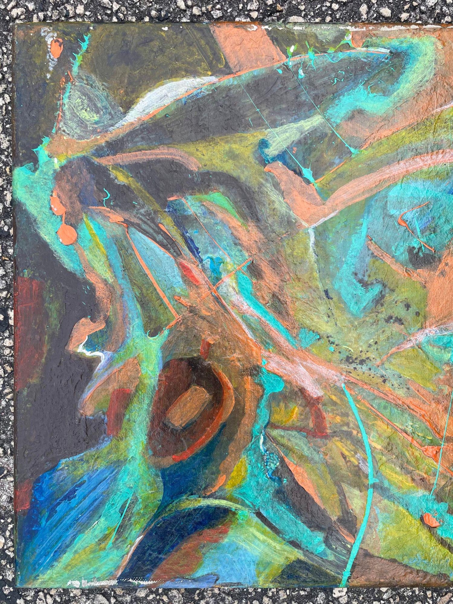 Vintage Abstract Original Oil Painting Signed V Rivera, 20W × 0.75"D × 16"H, Excellent condition, (1 of 4)