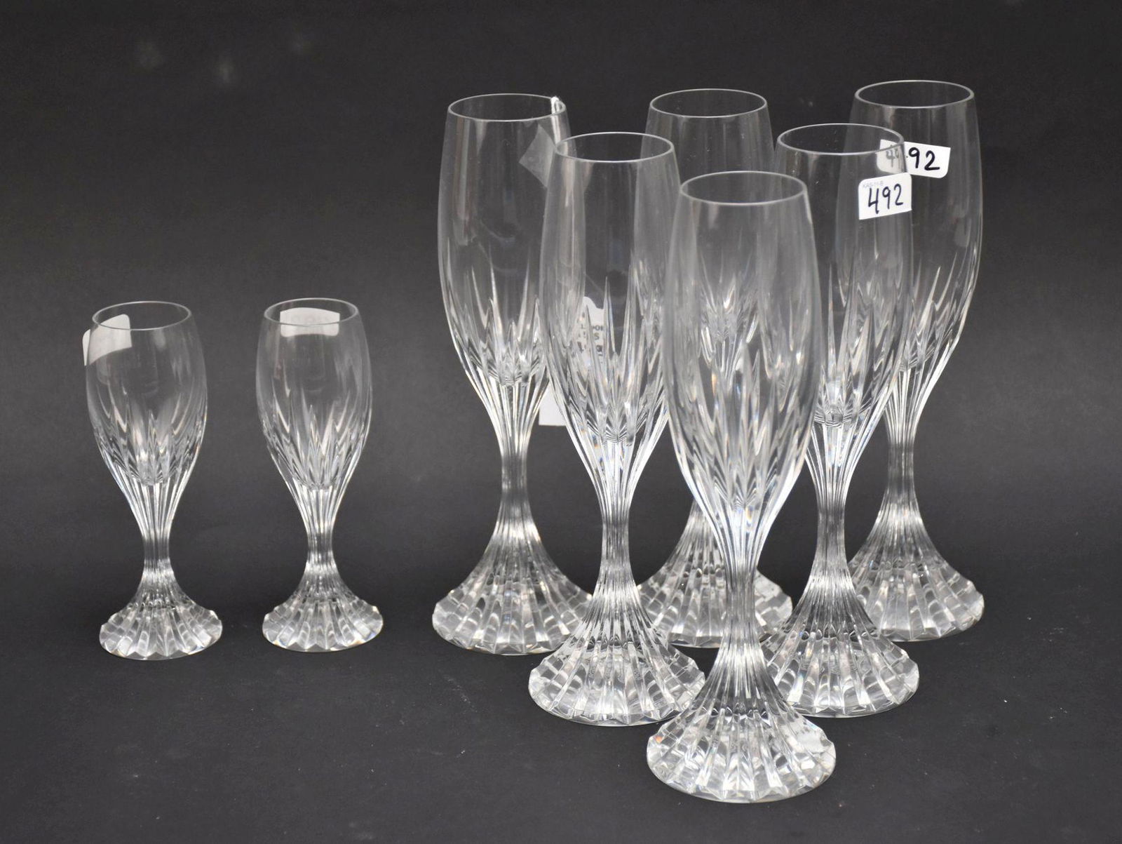Set of 6 BACCARAT Crystal Massena Flutes w/ - France. Massena pattern. Six champagne flutes (8 3/8" (1 of 6)