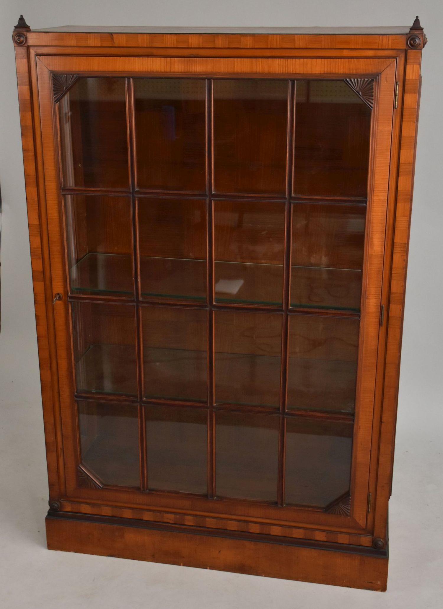 Antique Biedermeier Bookcase/Display Cabinet with 16 Glass Panes and 2 Glass Interior Shelves, 60 (1 of 6)
