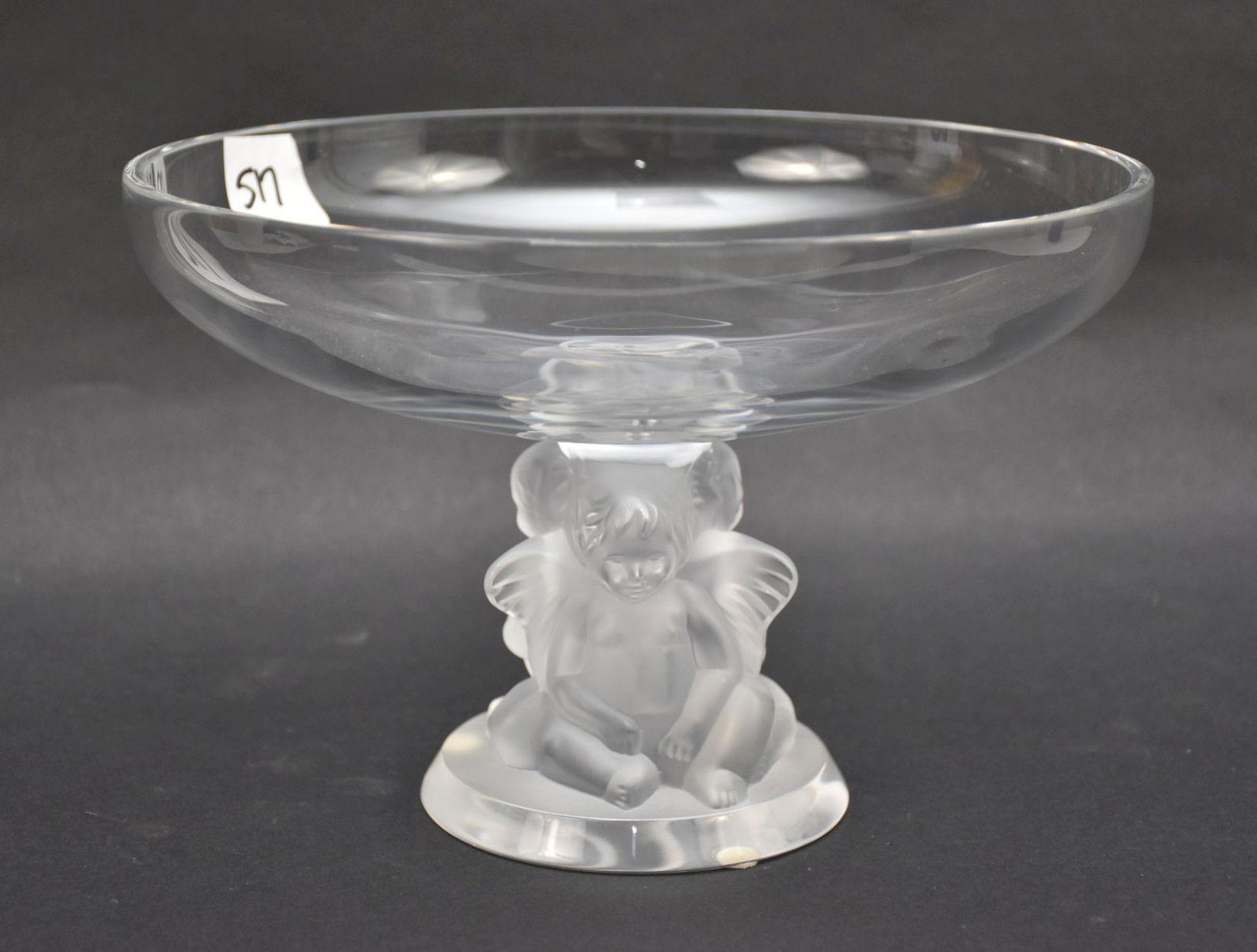 Lalique Angel Pedestal Compote, 6"h x 9"dia (1 of 6)