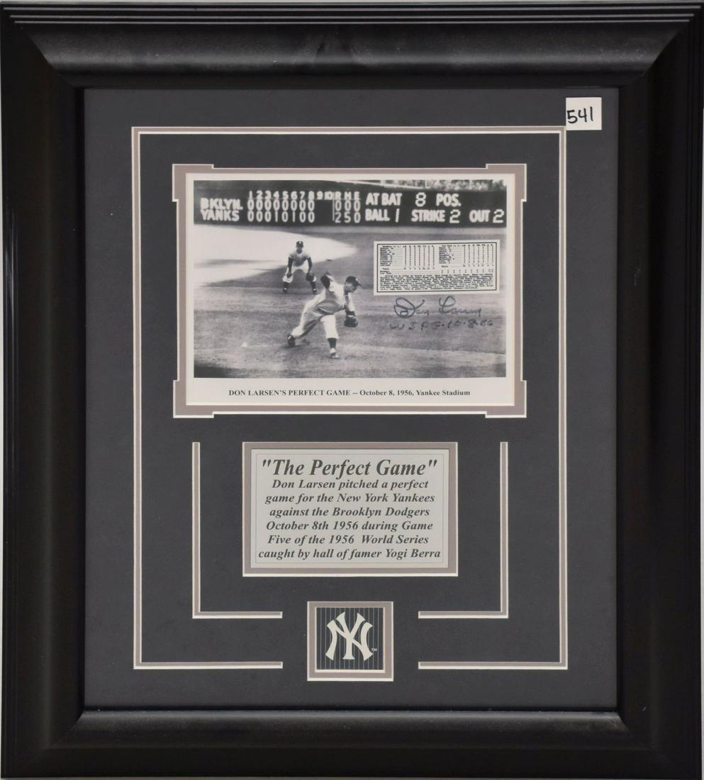 Don Larson "Perfect Game" 1956 Autographed Photograph, COA, 24"h x 20'w: Don Larson "Perfect Game" 1956 Autographed Photograph, COA, 24"h x 20'w