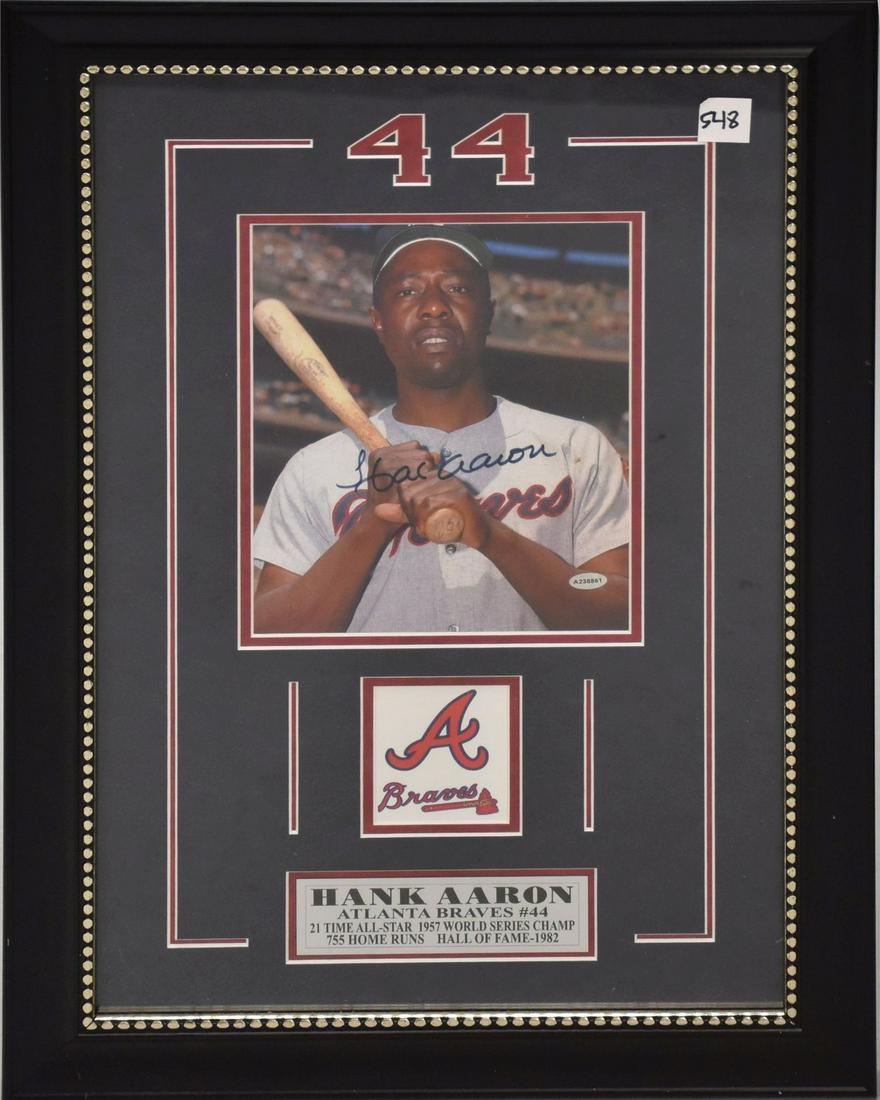 Hank Aaron, COA, Autographed Photograph, 25 1/2"h x 17"w (1 of 6)