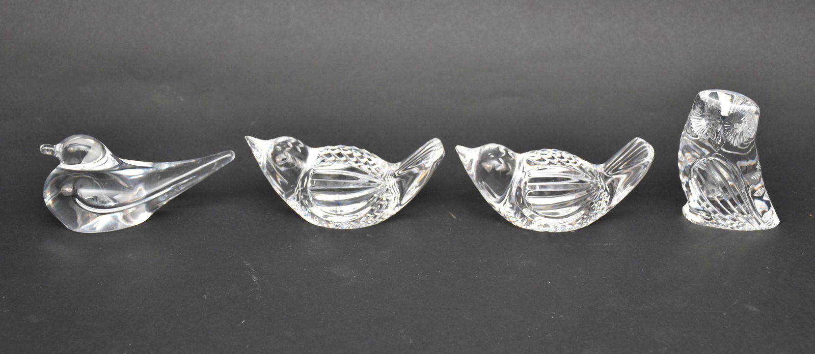 3 Waterford Crystal Owl & Birds and 1 Daum Crystal Bird (1 of 5)