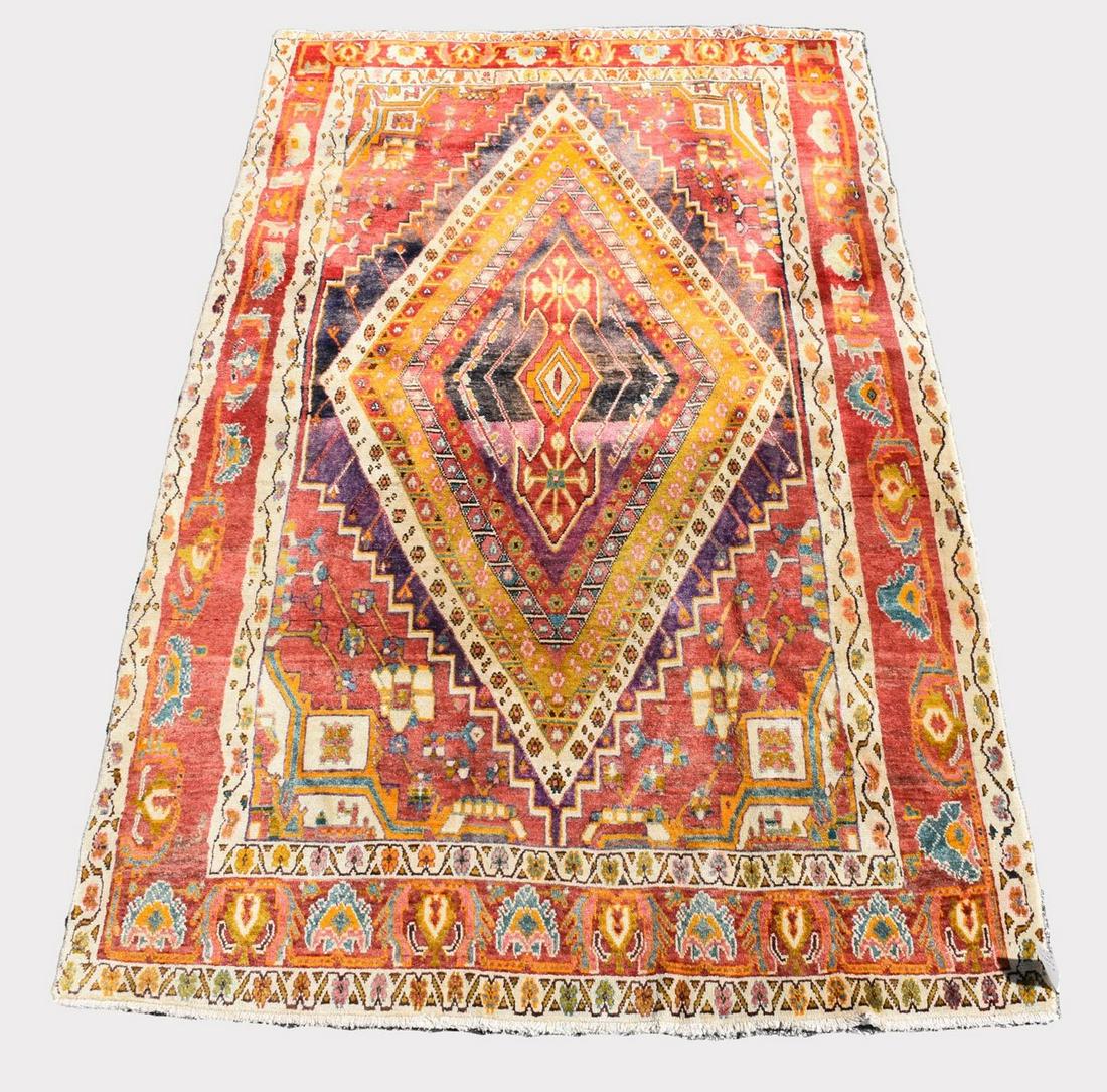 Kash Boli Rug / Carpet, faded corners worn, 4.10 x 7.10 (1 of 3)