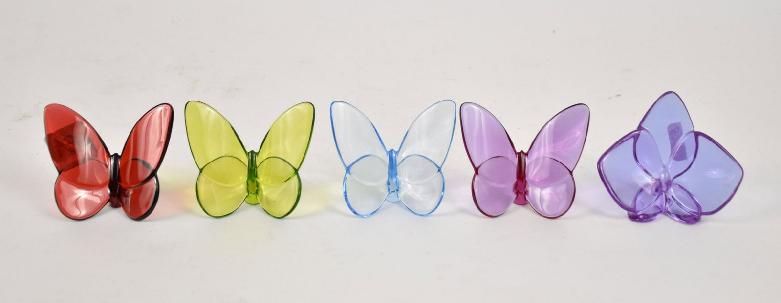 5 Baccarat Assorted Colored Butterflies, 3 1/2"h: 5 Baccarat Assorted Colored Butterflies, 3 1/2"h