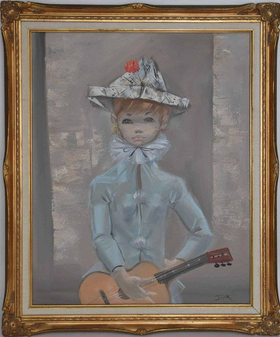 IGOR PANTUHOFF (1911 - 1972) portrait of young girl in blue with guitar, oil on canvas, signed lower: IGOR PANTUHOFF (1911 - 1972) portrait of young girl in blue with guitar, oil on canvas, signed lower right, 30" x 24" canvas, 35 1/2" x 29 1/2" overall