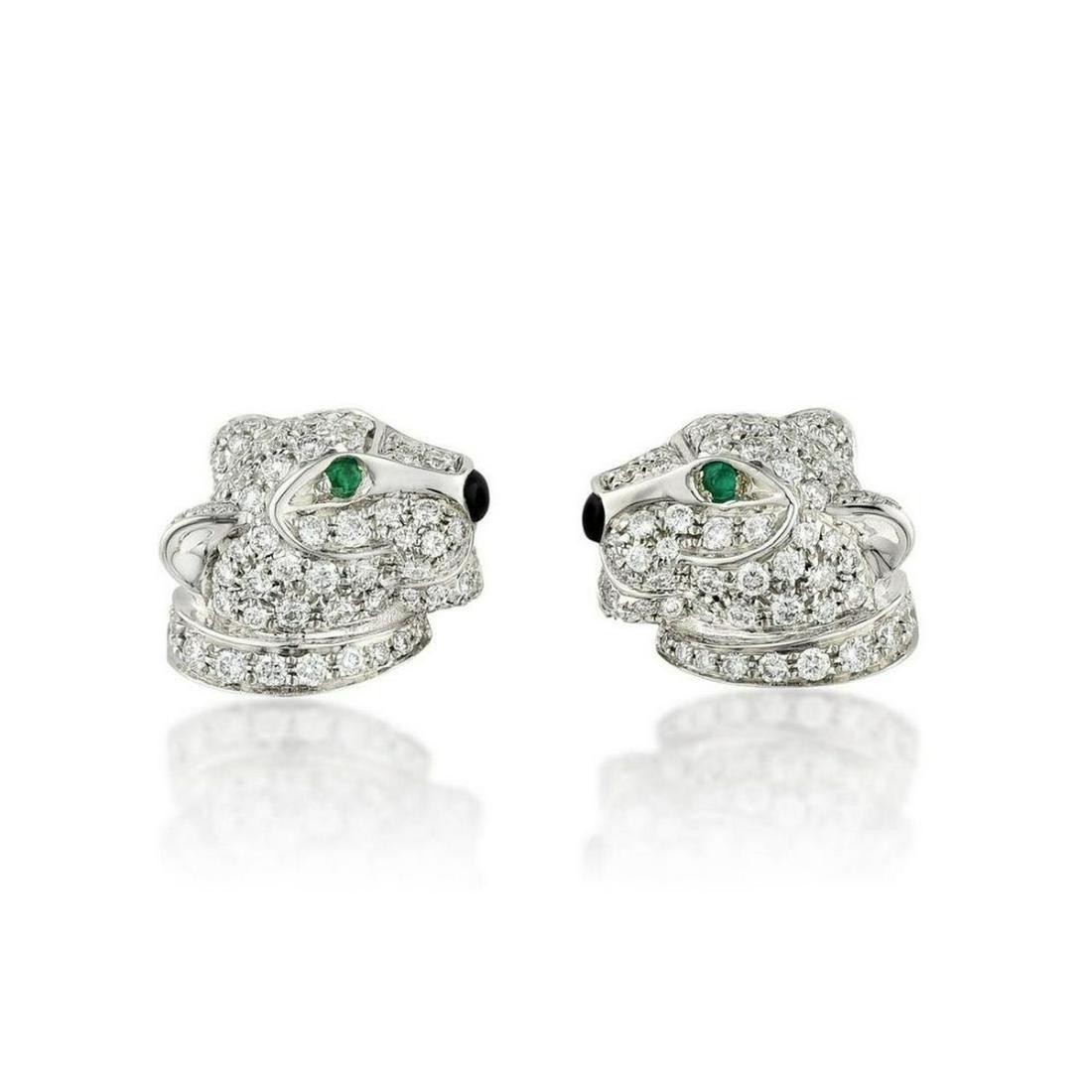CARTIER PANTHER EARRINGS 18K white gold with round brilliant-cut diamonds approx. 0.40 carat total, (1 of 5)