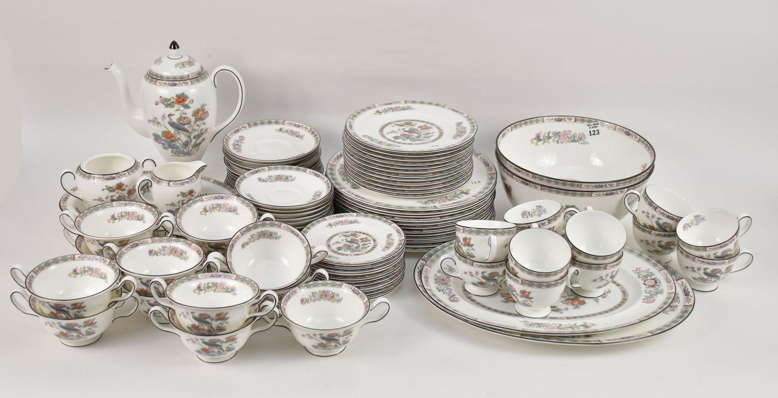 Wedgwood China Service, Kutani Crane Pattern, Incl;  12 Dinner Plates, 12 Salad Plates, 12 Dessert (1 of 8)