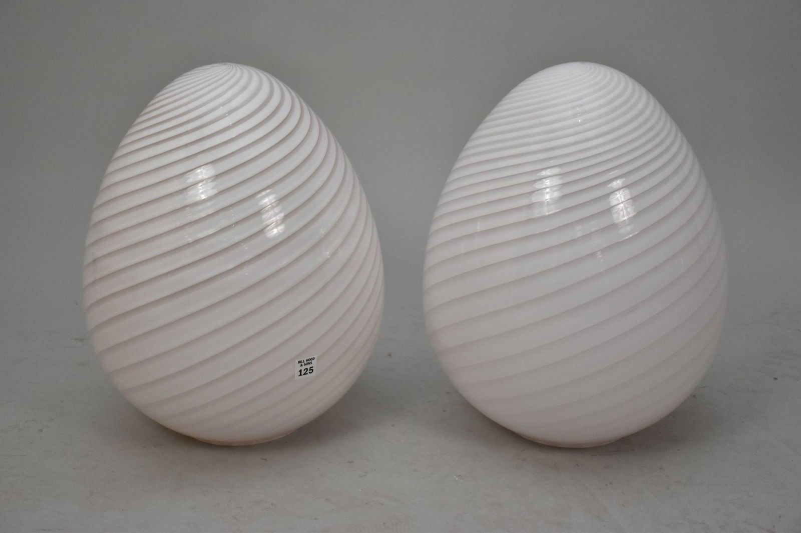 Pair Modern Glass Egg Form Lamps, 18"h (1 of 4)