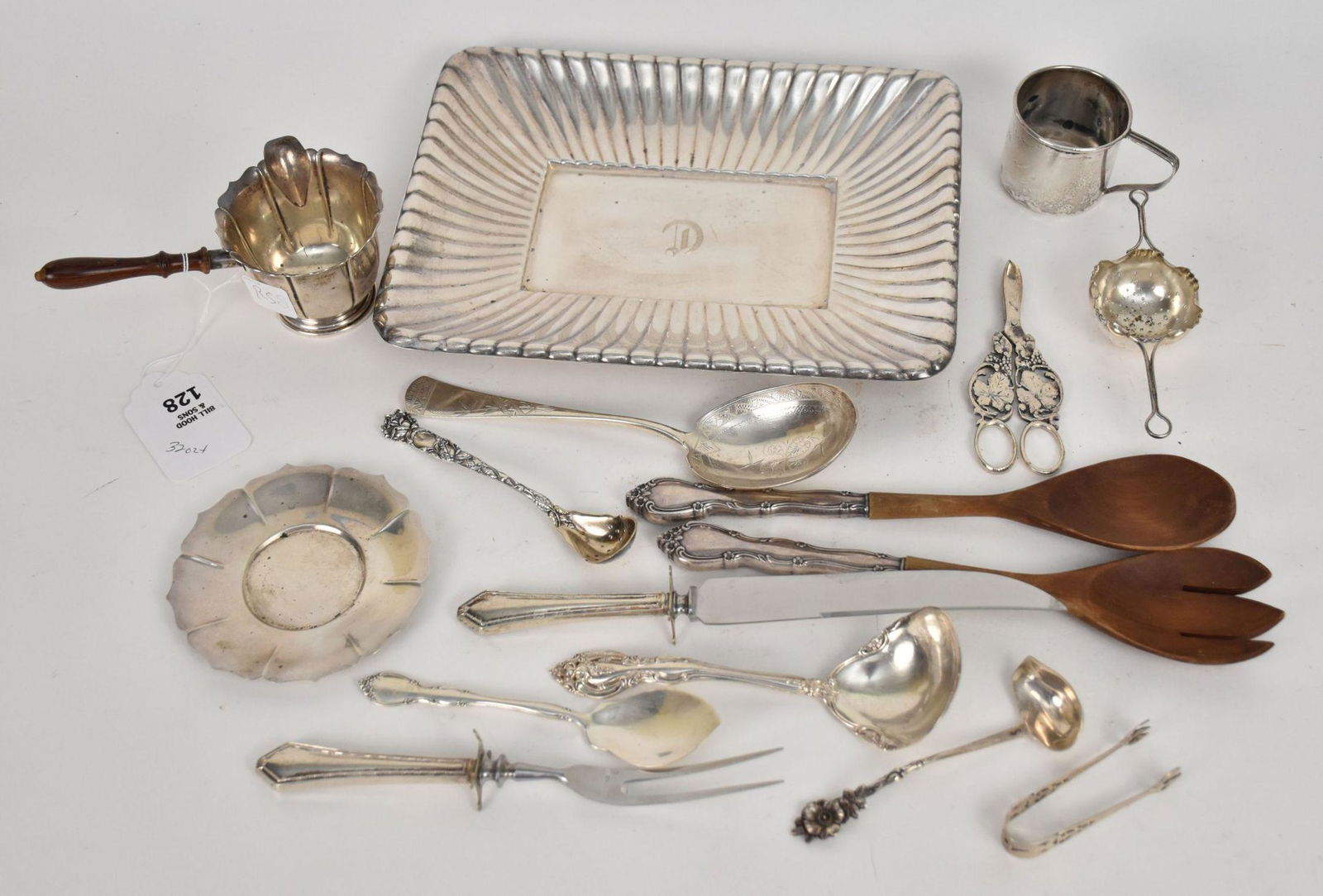 Sterling Lot, Reed & Barton Serving Tray with Monogram, Baby Cup 1935, Gorham sterling Ladle, (1 of 3)