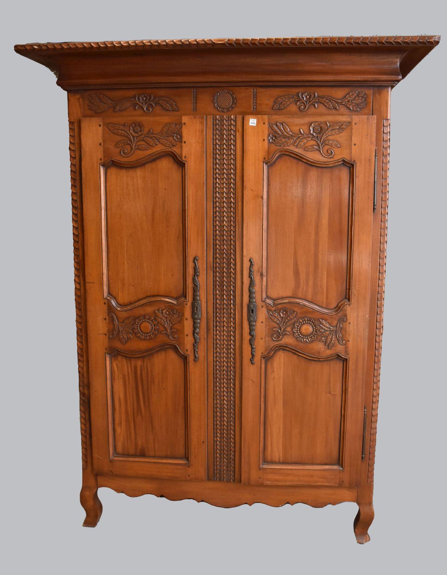 French 19th C. Armoire With Carved Cornice Above Carved Double Paneled Doors (1 of 7)