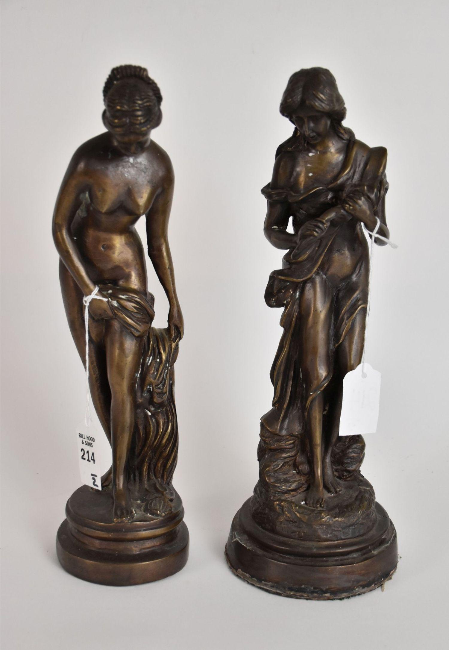 Two Vintage Classical Female Bronze Figures - Two bronze sculptures of Classical Maidens. One is a (1 of 4)