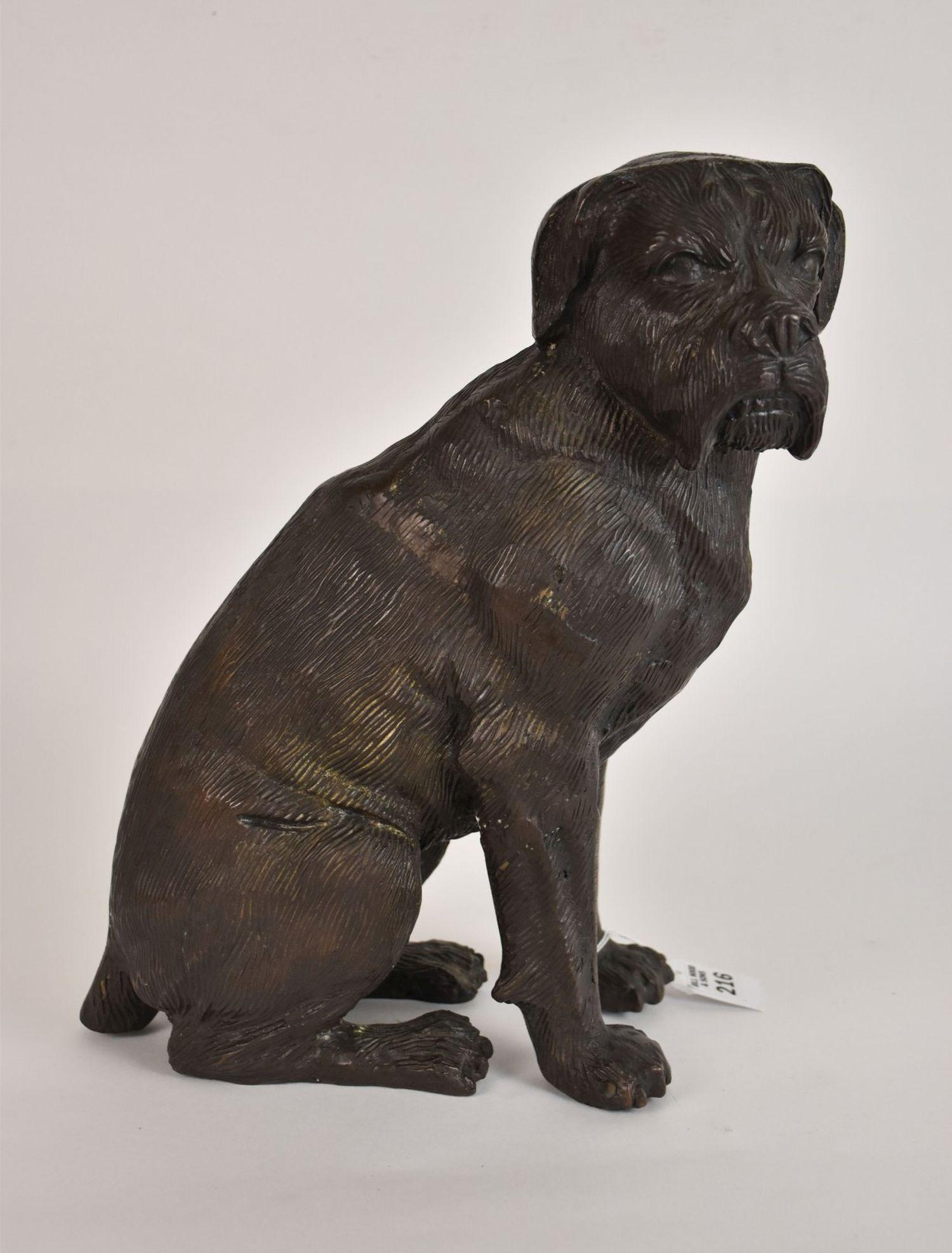 Vintage Bronze Figure of a Seated Dog - a patinated bronze figure of a large breed dog. No apparent (1 of 5)