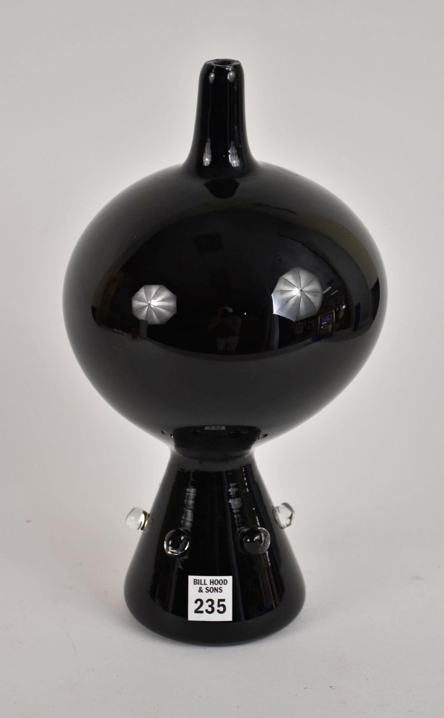 Midcentury Salviati Murano Black Glass Vase, Acid Etched Salviati and Bears Label Salviati Venezia (1 of 4)