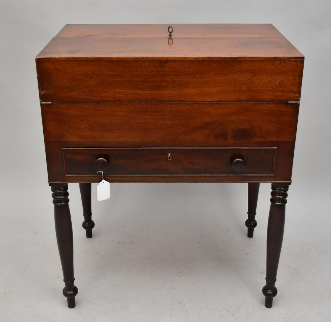 Mahogany 19th c. Campaign Desk, Fitted Interior over Single Drawer, 36" h x 20" x 30" (1 of 8)