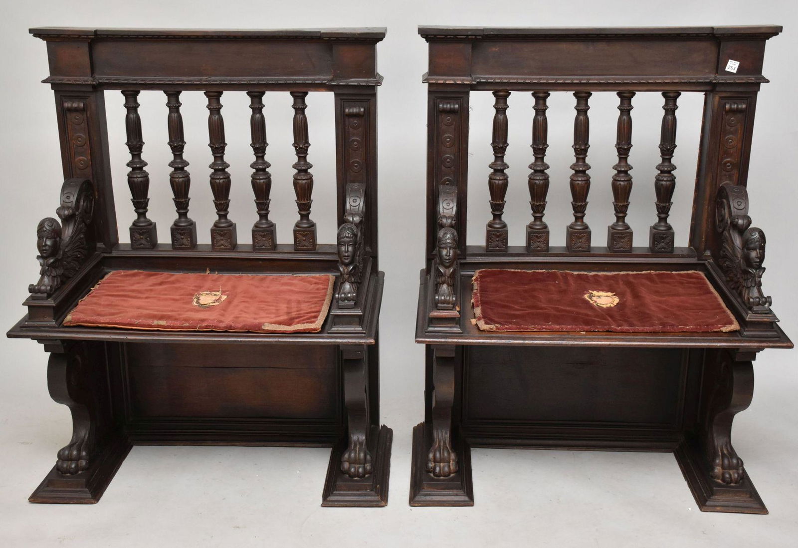 Pair Renaissance Revival Carved Bishop Chairs (1 of 9)