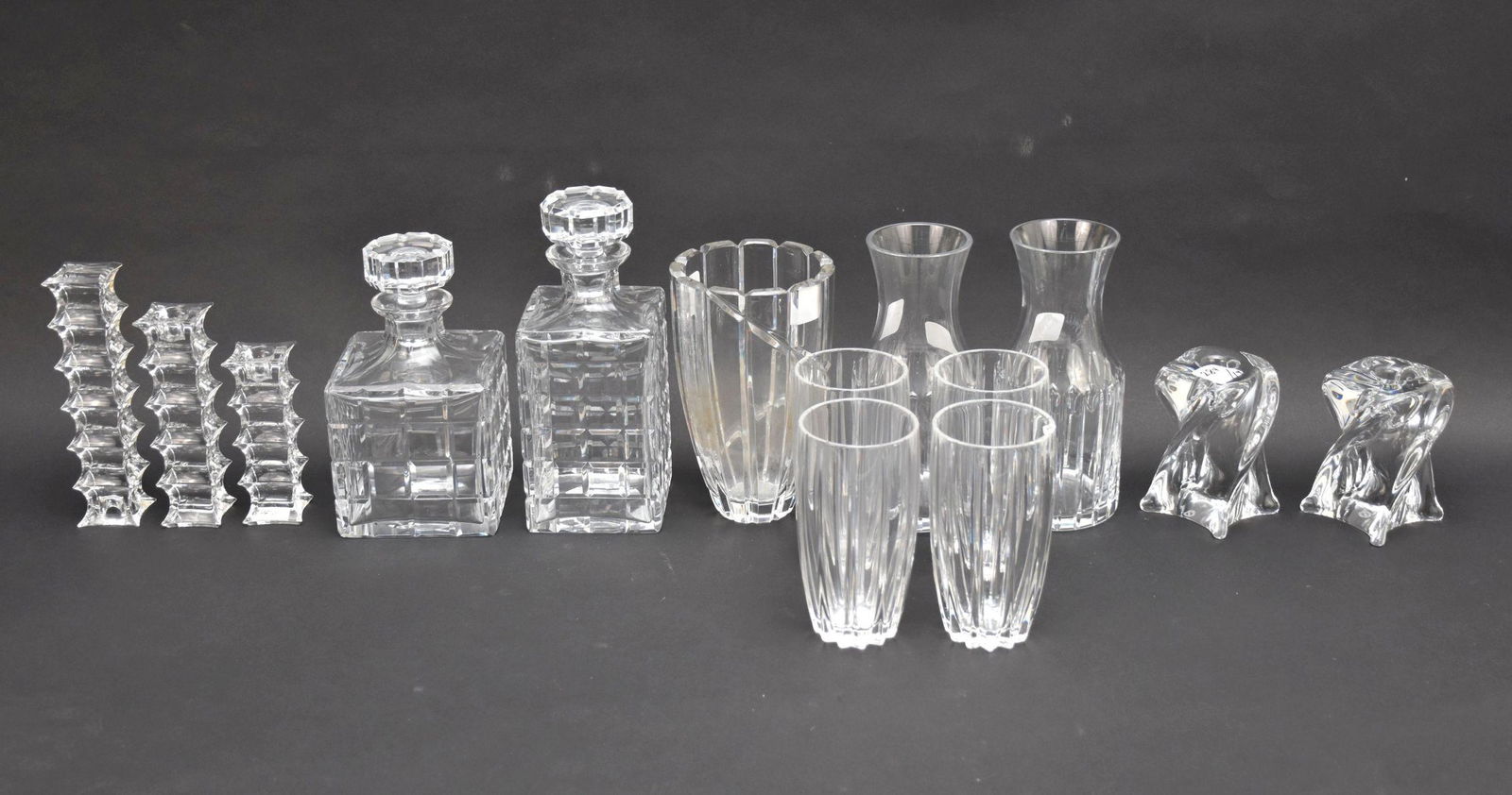 St. Louis Candlesticks, 4 Waterford Tumblers, 3 Licht Crystal Candlesticks and 5 Unmarked Glass (1 of 6)