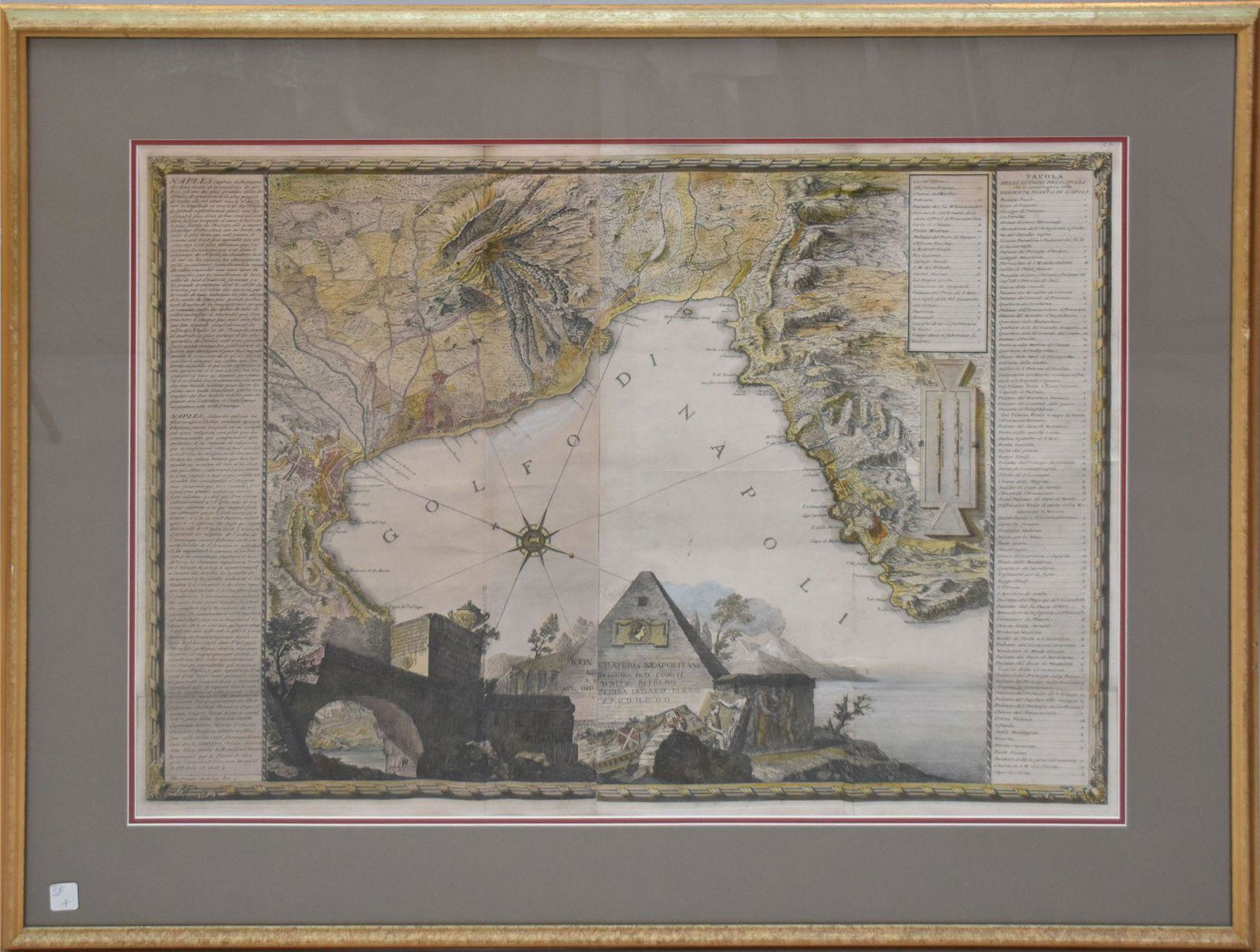 1765 Map of Naples, Italy Icon Crateris Neapolitani Nobilissim- 18th Century. By Cardon/Morghen. (1 of 7)