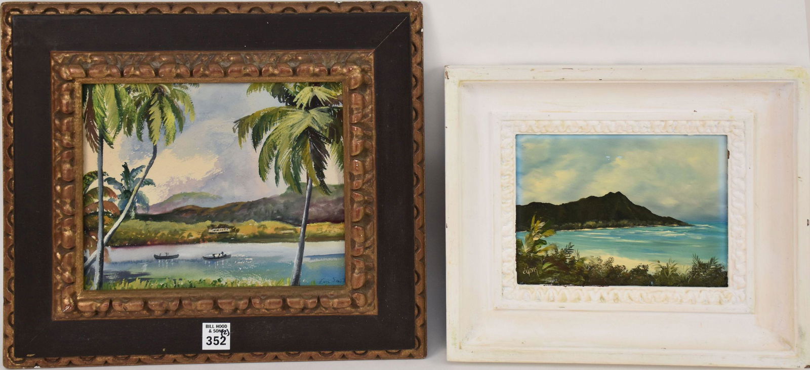 SMITH, Eric (Jamaican, 20th C.) watercolor on paper, Jamaican beach scene, 8" x 9 1/2" sight, 14" x (1 of 7)
