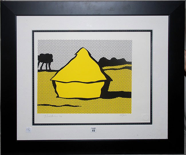 Roy Lichtenstein (AMERICAN, 1923-1997) screen print: Roy Lichtenstein (AMERICAN, 1923-1997) screen print in yellow and black, 1969, signed and dated in pencil, numbered edition out of 250, published by Gabriele Mazzotta Editore, Milan, with their blind 