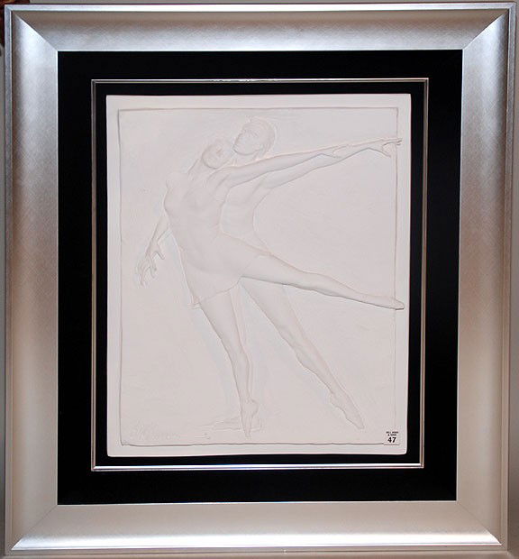 Bill Mack (AMERICAN, b. 1949) cast- sculpture in r: Bill Mack (AMERICAN, b. 1949) cast- sculpture in relief, dancing couple, 25"x19"