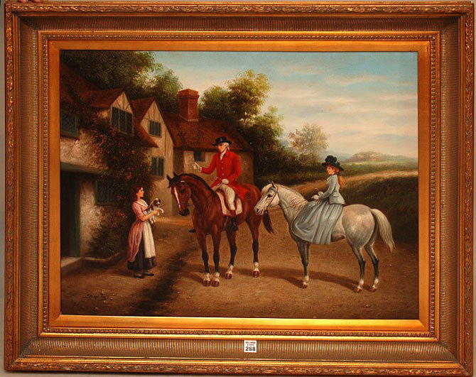 English School 20th Century Decorative oil on canv: English School 20th Century Decorative oil on canvas, country side horseback riding, 24"x30"