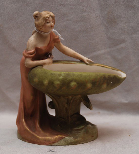 Royal Dux female figurine, 6 1/2"h: Royal Dux female figurine, 6 1/2"h