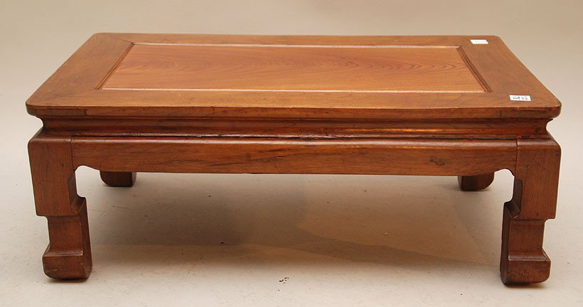 Korean table, paperwork underneath reads: Elm woo: Korean table, paperwork underneath reads: Elm wood, district Kyong-Sang-do---Yie H. Yang