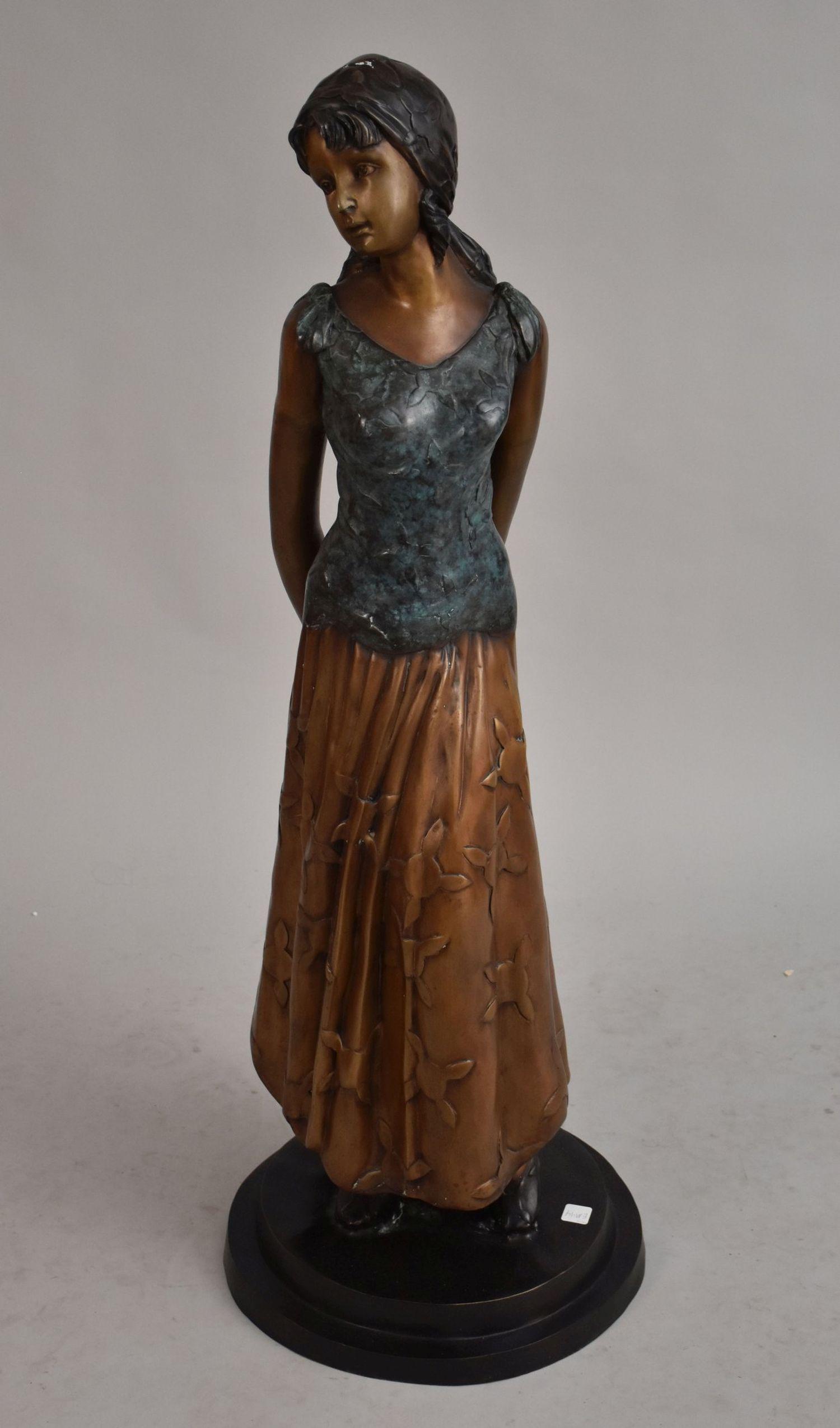 Large Standing Bronze Sculpture of young girl, signed G. Mancini. 45 inches tall (1 of 5)