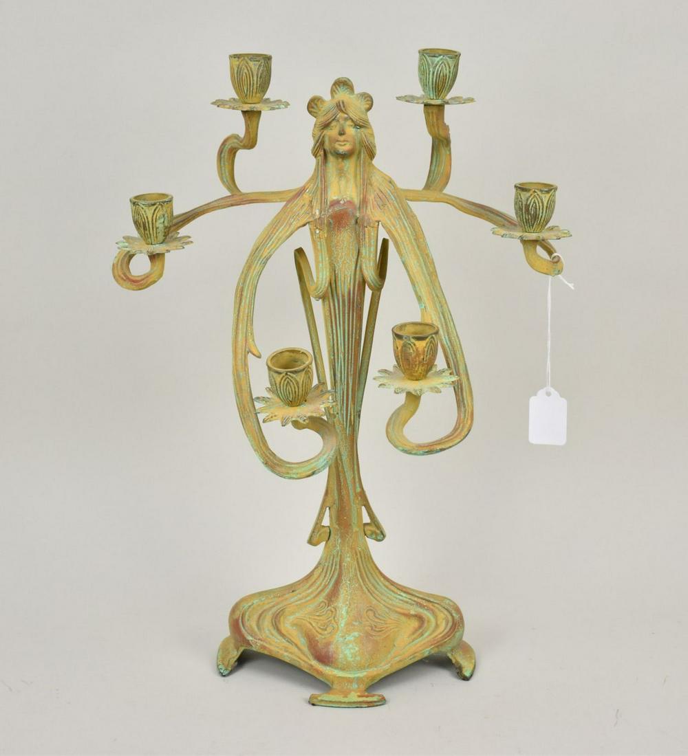 Art Nouveau Style 6 arm candelabra, 18 x 13 inches: Art Nouveau Style 6 arm candelabra, 18 x 13 inches