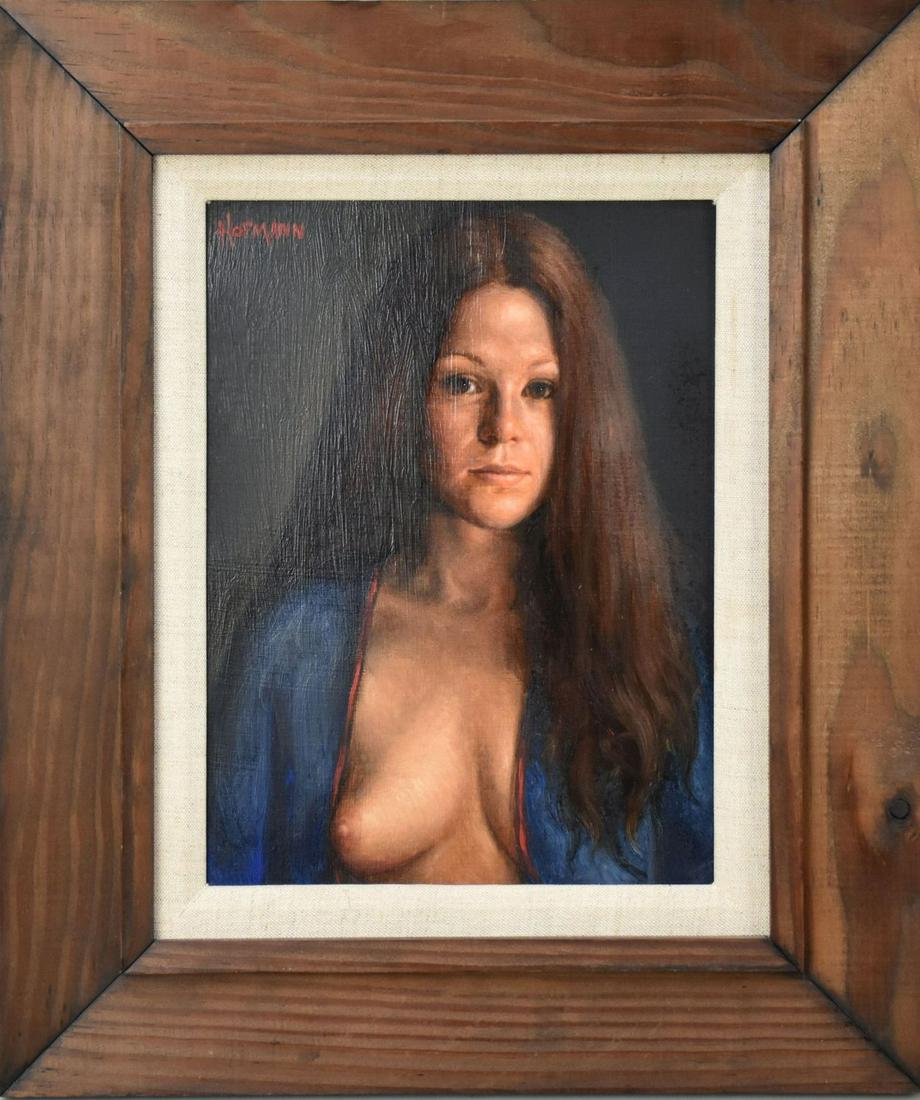 Douglas Hofmann (Born 1945) portrait of woman, oil on canvas, signed upper left, 13 1/2" x 10" (1 of 5)