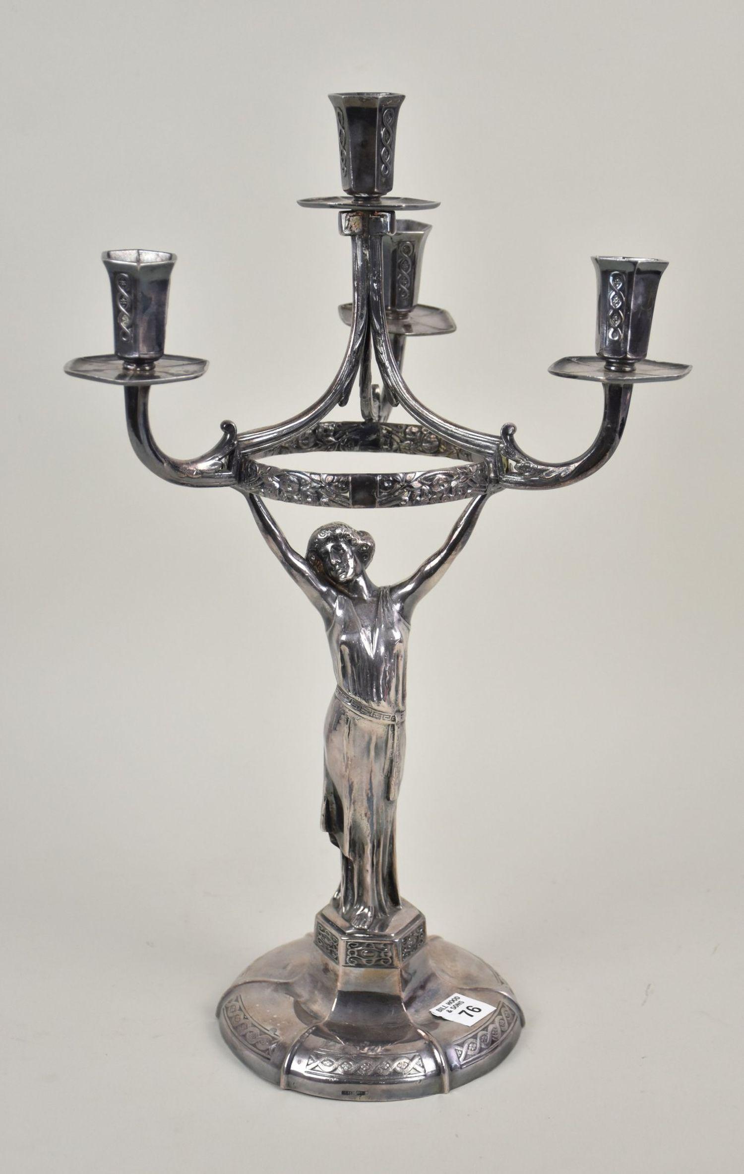 C G Hallburg Continental Silver Candelabra with female. Marked with some illegible script but can't (1 of 8)