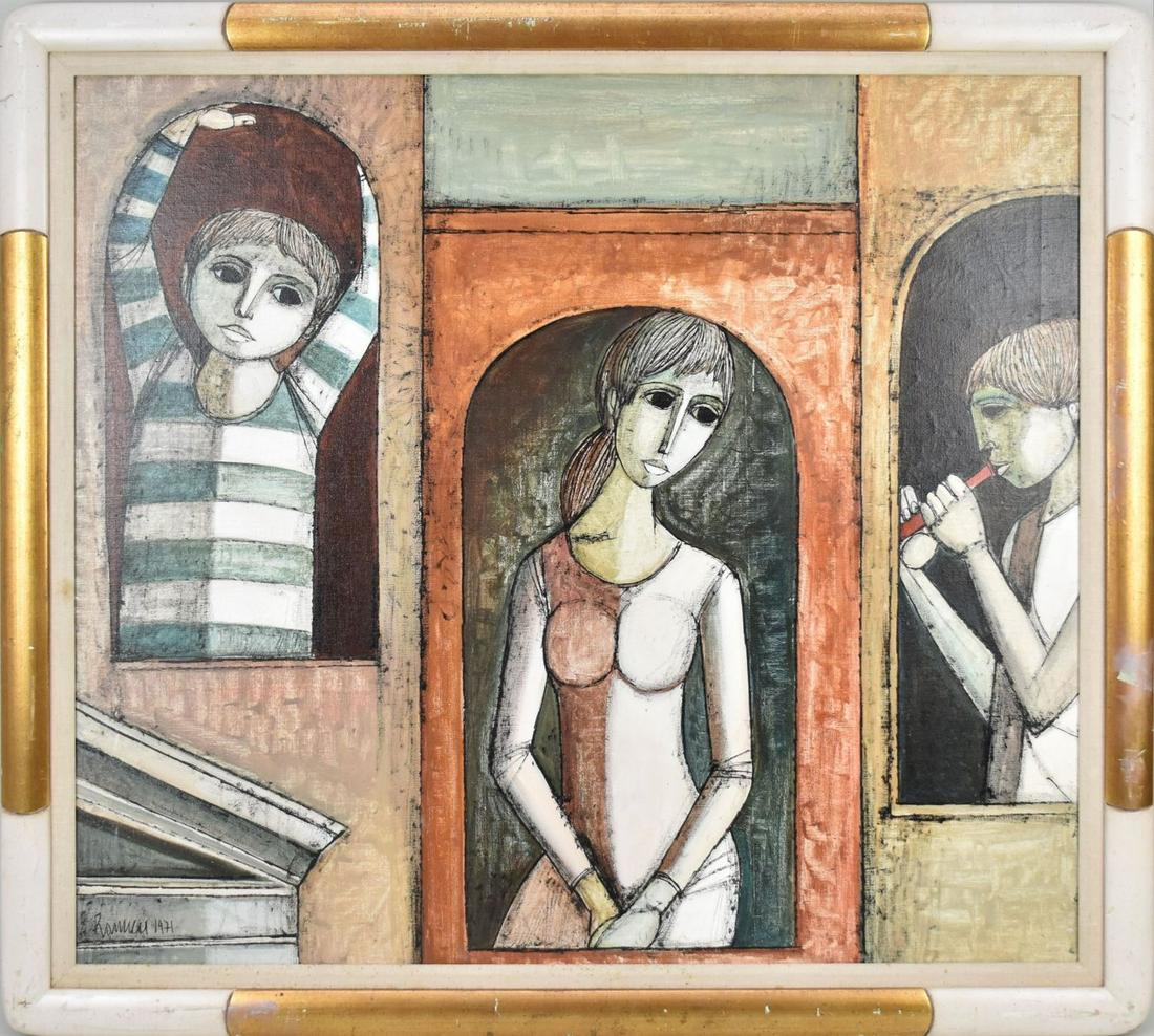 LUCIO RANUCCI ITALIAN OIL PAINTING (Italian b. 1925) Modern oil with 3 figures, canvas 32 x 28 (1 of 6)