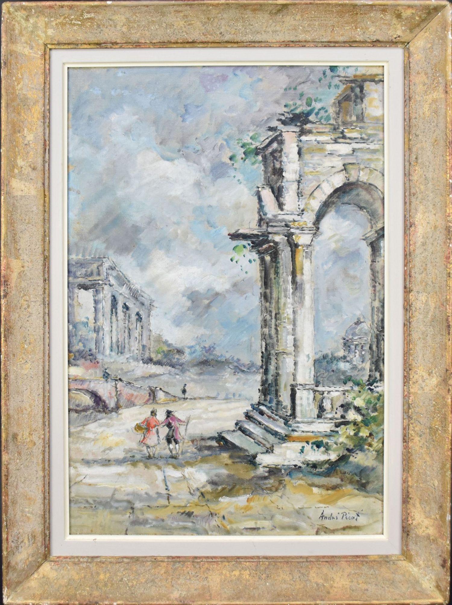 Andre Picot (1910 - 1992) Promenade, oil on canvas, signed lower right, 24" x 16" canvas, 30" x 21 (1 of 6)