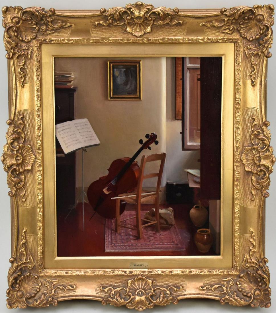 Richard Maury (New York / Florence 1935-2020) "The Music Room - 1987", oil on canvas, laid down on a (1 of 8)