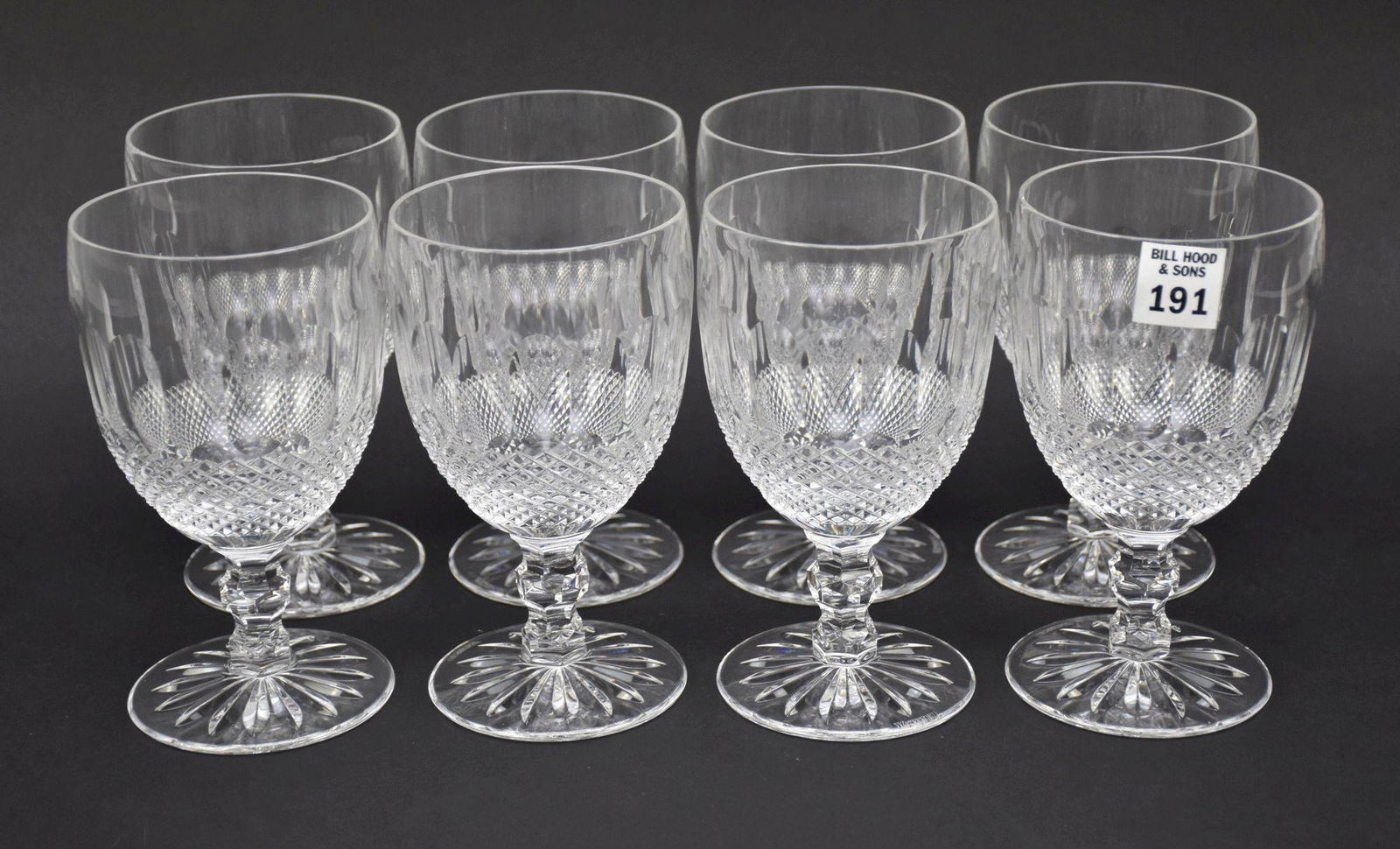 8 Waterford Crystal Water Goblets, Colleen Pattern, 6 3/4"h (1 of 5)