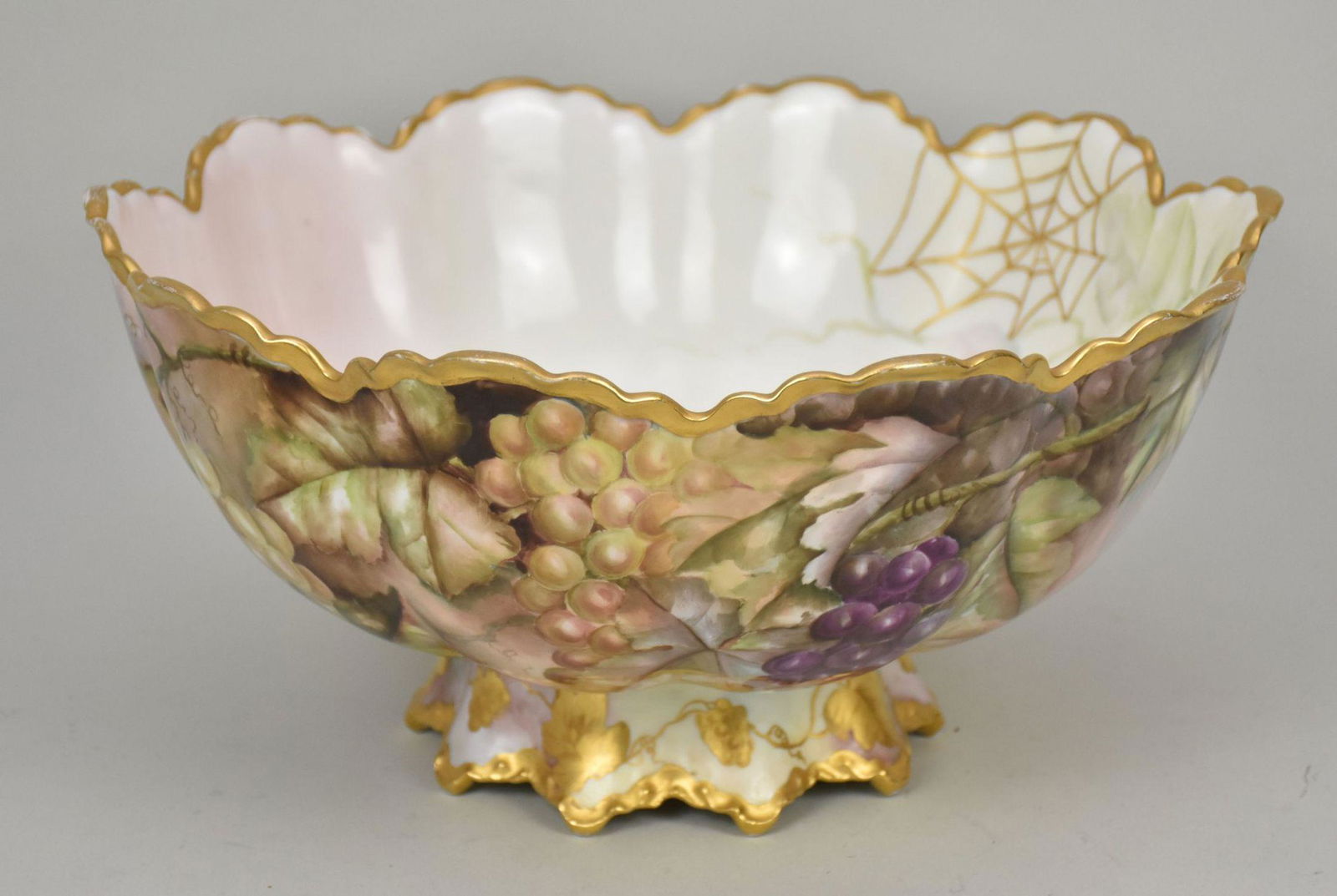 Antique Limoges Hand Painted Punch Bowl, 7 1/4"h x 14 1/2"w (1 of 6)