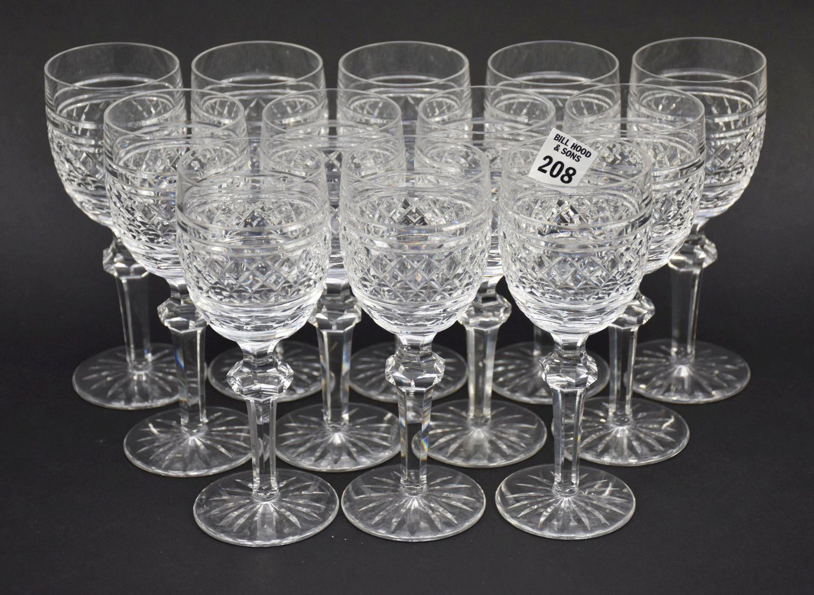 12 Waterford Wine Glasses, Castletown, 7 1/4"h: 12 Waterford Wine Glasses, Castletown, 7 1/4"h