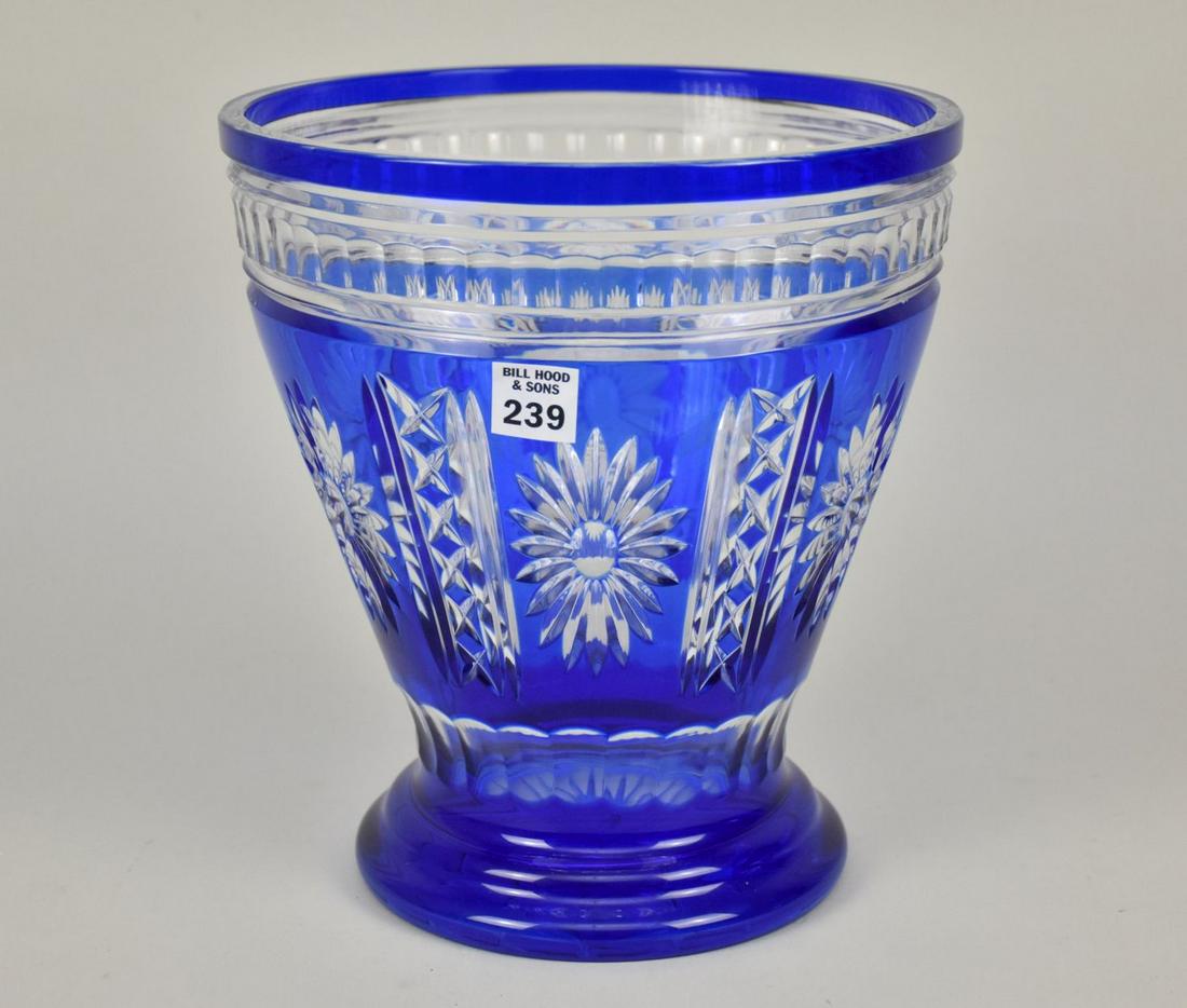 Large Cobalt Blue Cut To Clear Vase, 10 1/2"h x 9 1/2"dia (1 of 4)