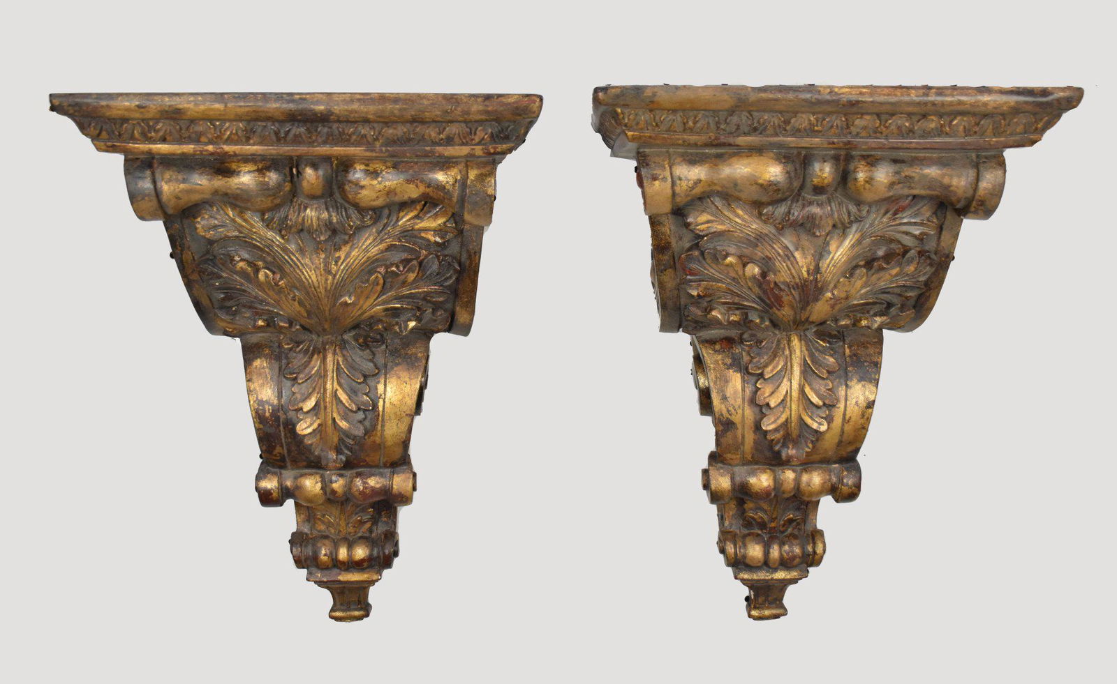 Pair Ornate Plaster Wall Sconces - Applied bronzed patinated finish. 17 3/4" h x 13 1/4" w x 10 1/2" (1 of 6)