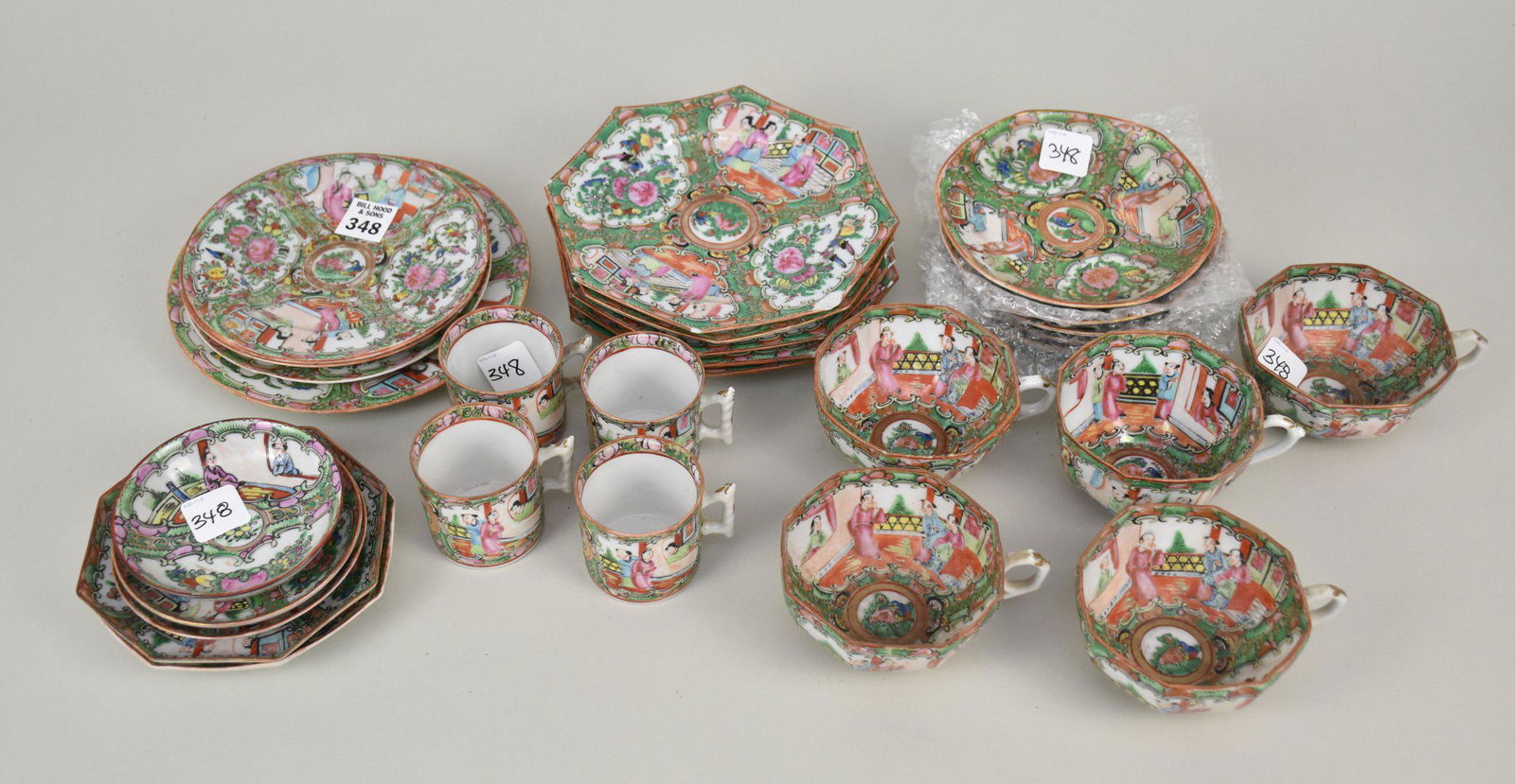 Lot of Rose Medallion, 5 Hexagonal Plates (chips), 9 Odd Plates, 4 Demitasse Cups, 5 Cups and 5 (1 of 8)