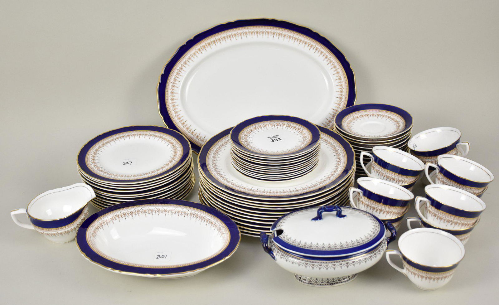 Royal Worcester China Set, Regency, incl;  12 Dinner Plates (10 3/4"dia), 12 Salad Plates (8"dia), (1 of 8)