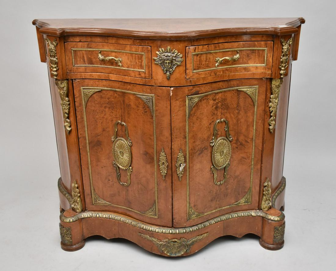 Serpentine Continental Sideboard with 2 Drawers over 2 Doors with Gilt Metal Mounts, 37"h x 47"w x (1 of 8)