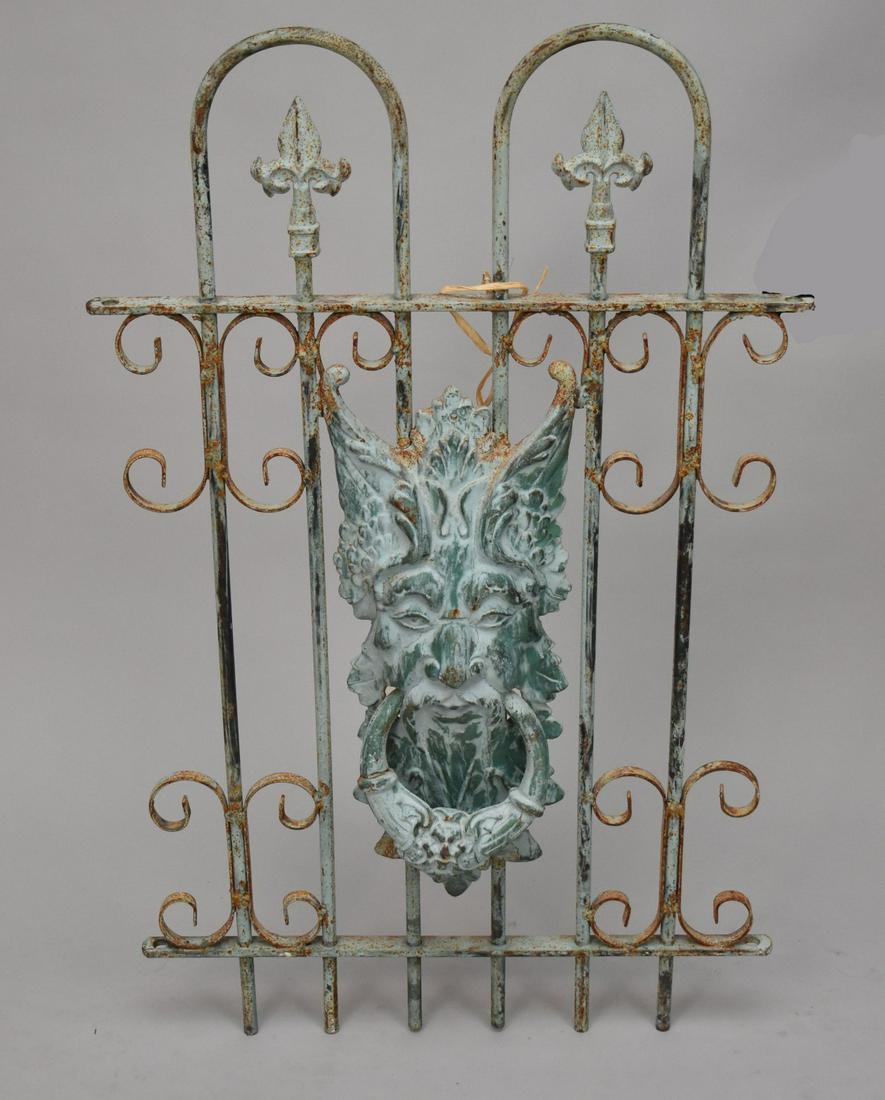 Antique old Iron Gate with Bacchus Face, 36"h x 22"w (1 of 4)